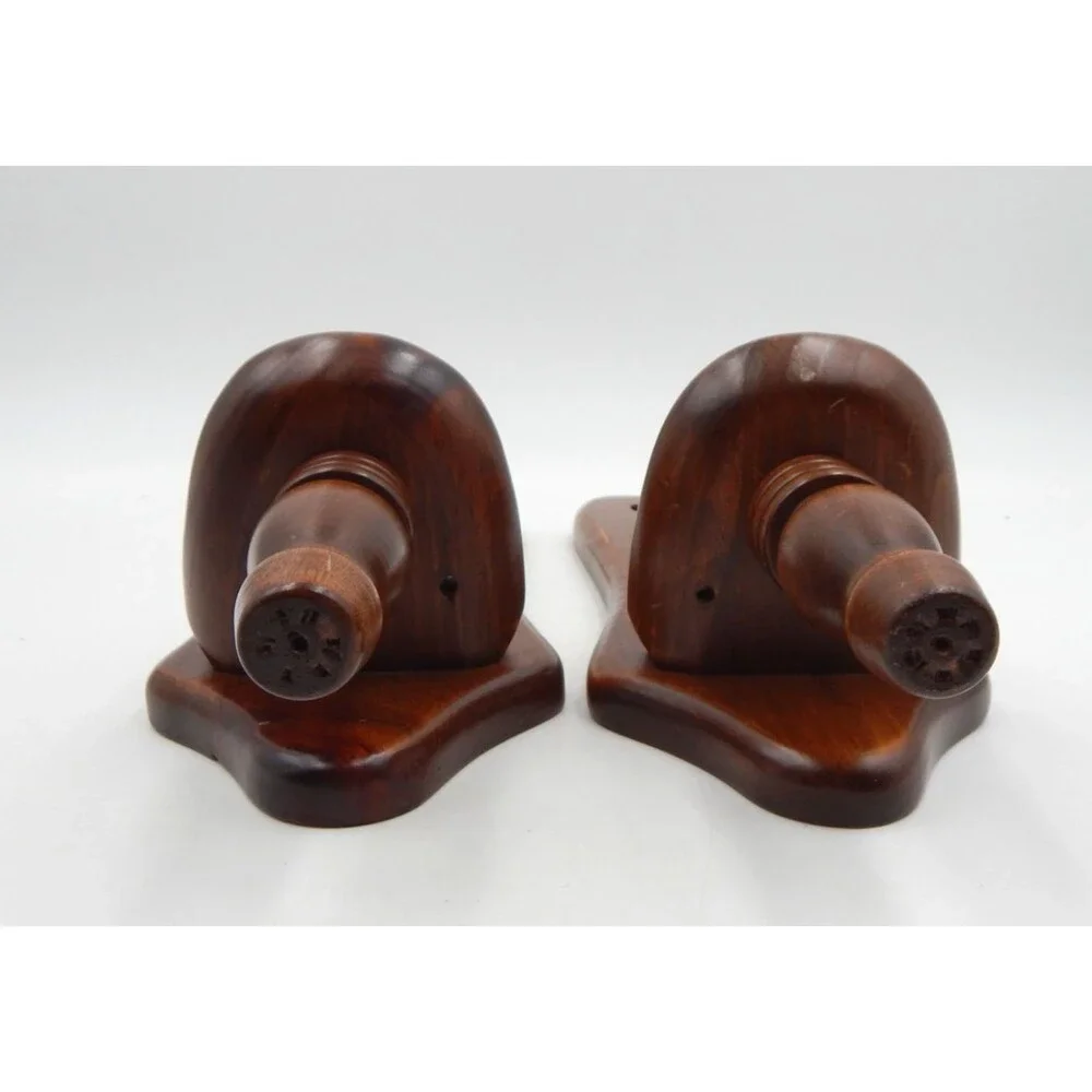 Wooden Candle Holder Wall Sconces The New England Clock Company 1970 Vintage MCM